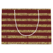 Glitter met rode en goudfaux groot cadeauzakje (Voorkant)