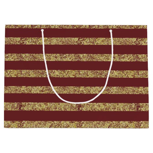 Glitter met rode en goudfaux groot cadeauzakje (Voorkant)