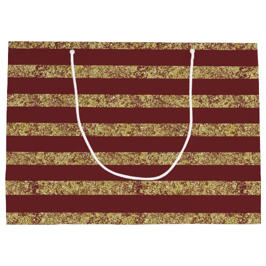 Glitter met rode en goudfaux groot cadeauzakje (Achterkant)