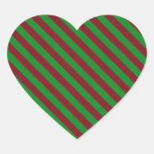 Glitter met rode en groene strepen hart sticker (Voorkant)