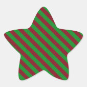 Glitter met rode en groene strepen ster sticker (Voorkant)