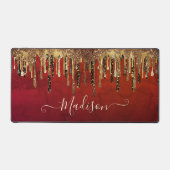 Glitter met roodzwart en goudglitter druppelt mono bureaumat (Voorkant)