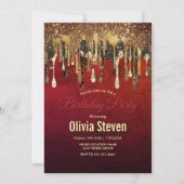 Glitter met roodzwart en goudglitter druppelt mono kaart (Voorkant)