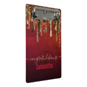 Glitter met roodzwart en goudglitter druppelt mono mini klembord (Schuin)