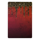 Glitter met roodzwart en goudglitter druppelt mono mini klembord (Achterkant)