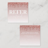 Glitter met roos Gold Dripping Verwijs een vriend Aanbevelingskaartje (Voorkant / Achterkant)