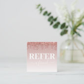 Glitter met roos Gold Dripping Verwijs een vriend Aanbevelingskaartje (Staand voorkant)