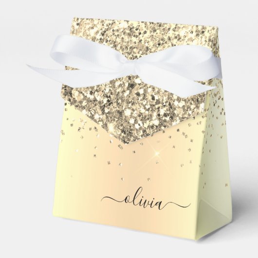 Glitter Metal Monogram Glam Name Gold Glitter Bedankdoosjes (Voorkant Zijde)