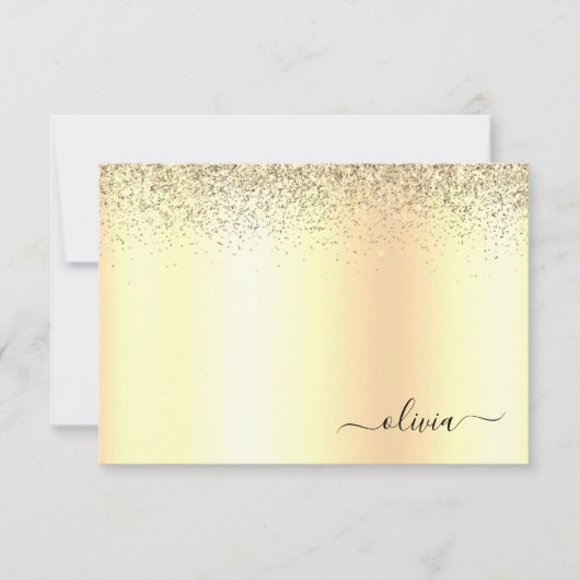 Glitter Metal Monogram Glam Name Gold Glitter Bedankkaart (Voorkant)