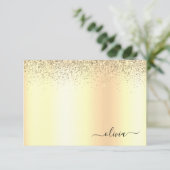 Glitter Metal Monogram Glam Name Gold Glitter Bedankkaart (Staand voorkant)