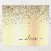 Glitter Metal Monogram Glam Name Gold Glitter Bier Etiket (Enkel label)