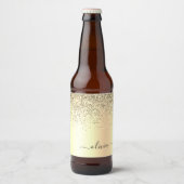 Glitter Metal Monogram Glam Name Gold Glitter Bier Etiket (Voorkant)