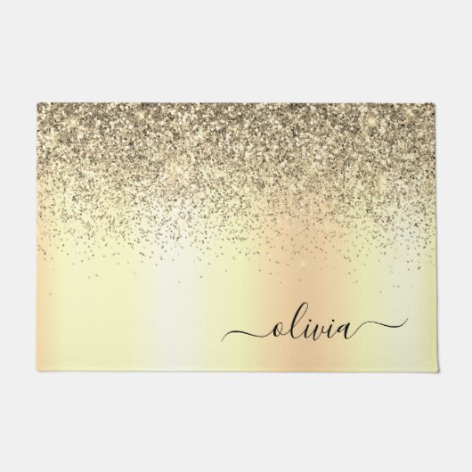 Glitter Metal Monogram Glam Name Gold Glitter Deurmat (Voorkant)