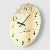 Glitter Metal Monogram Glam Name Gold Glitter Grote Klok (Hoek)