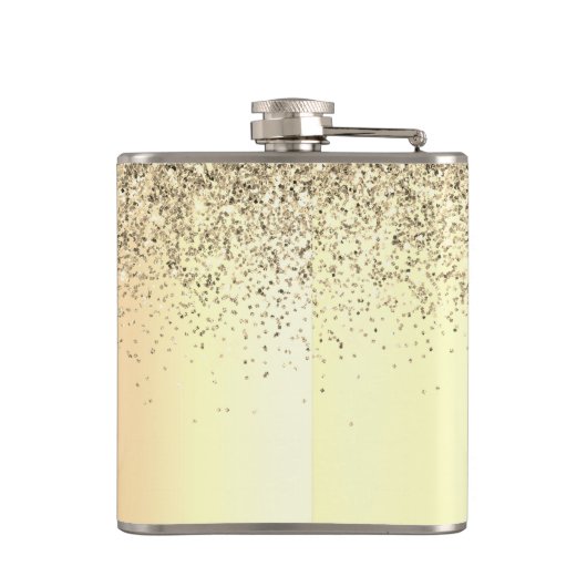 Glitter Metal Monogram Glam Name Gold Glitter Heupfles (Achterkant)