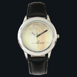 Glitter Metal Monogram Glam Name Gold Glitter Horloge<br><div class="desc">Gold Faux Folie Metallic Sparkle Glitter Brushed Metal Monogram Naam Watch. Dit maakt het perfecte zoete 16-jarige verjaardagscadeau,  bruiloft,  vrijgezellenfeest,  jubileum,  baby shower of vrijgezellenfeest voor iemand die van glamoureuze luxe en chique stijlen houdt.</div>
