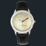 Glitter Metal Monogram Glam Name Gold Glitter Horloge<br><div class="desc">Gold Faux Folie Metallic Sparkle Glitter Brushed Metal Monogram Naam Watch. Dit maakt het perfecte zoete 16-jarige verjaardagscadeau,  bruiloft,  vrijgezellenfeest,  jubileum,  baby shower of vrijgezellenfeest voor iemand die van glamoureuze luxe en chique stijlen houdt.</div>