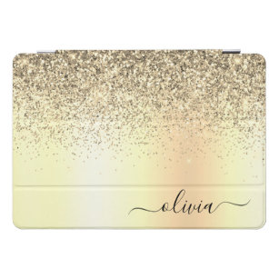 Glitter Metal Monogram Glam Name Gold Glitter iPad Pro Cover