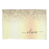 Glitter Metal Monogram Glam Name Gold Glitter Kussensloop (Voorkant)