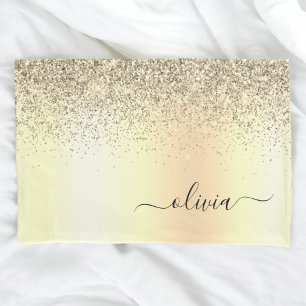 Glitter Metal Monogram Glam Name Gold Glitter Kussensloop