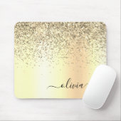 Glitter Metal Monogram Glam Name Gold Glitter Muismat (Met muis)