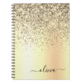 Glitter Metal Monogram Glam Name Gold Glitter Notitieboek (Voorkant)