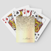 Glitter Metal Monogram Glam Name Gold Glitter Pokerkaarten (Achterkant)
