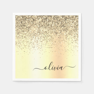 Glitter Metal Monogram Glam Name Gold Glitter Servet