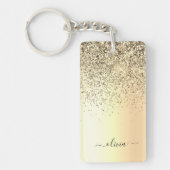 Glitter Metal Monogram Glam Name Gold Glitter Sleutelhanger (Voorkant)