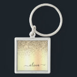 Glitter Metal Monogram Glam Name Gold Glitter Sleutelhanger<br><div class="desc">Gold Faux Folie Metallic Sparkle Glitter Brushed Metal Monogram Name Keychains (Sleutelhanger). Dit maakt de perfecte liefhebbende 16 verjaardag,  bruiloft,  vrijgezellenfeest,  verjaardagsdag,  baby shower of vrijgezellenfeest voor iemand die van luxe glam en stijl houdt.</div>