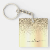 Glitter Metal Monogram Glam Name Gold Glitter Sleutelhanger (voorkant)