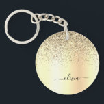 Glitter Metal Monogram Glam Name Gold Glitter Sleutelhanger<br><div class="desc">Gold Faux Folie Metallic Sparkle Glitter Brushed Metal Monogram Name Sleutelhanger. Dit maakt de perfecte liefhebbende 16 verjaardag,  bruiloft,  vrijgezellenfeest,  verjaardagsdag,  baby shower of vrijgezellenfeest voor iemand die van luxe glam en stijl houdt.</div>