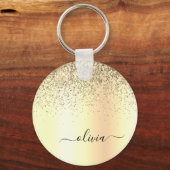 Glitter Metal Monogram Glam Name Gold Glitter Sleutelhanger (Voorkant)