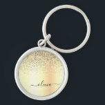 Glitter Metal Monogram Glam Name Gold Glitter Sleutelhanger<br><div class="desc">Gold Faux Folie Metallic Sparkle Glitter Brushed Metal Monogram Name Keychains (Sleutelhanger). Dit maakt de perfecte liefhebbende 16 verjaardag,  bruiloft,  vrijgezellenfeest,  verjaardagsdag,  baby shower of vrijgezellenfeest voor iemand die van luxe glam en stijl houdt.</div>