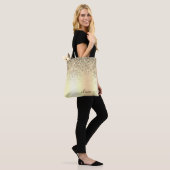 Glitter Metal Monogram Glam Name Gold Glitter Tote Bag (Op model)