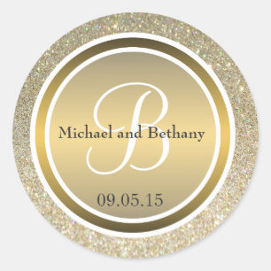 Glitter & Metallic Bronze Weddenschap Ronde Sticker