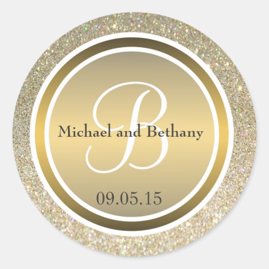 Glitter & Metallic Bronze Weddenschap Ronde Sticker (Voorkant)