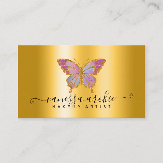 Glitter Metallic Folie Butterfly Logo Visitekaartje (Voorkant)