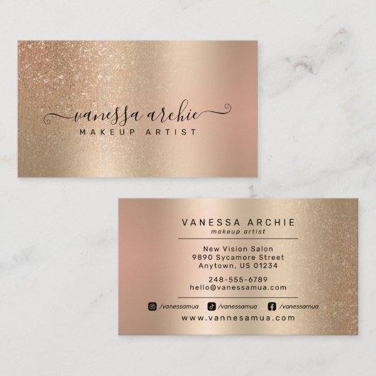 Glitter Metallic Folie voor goud en Blush Visitekaartje (Voorkant / Achterkant)