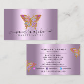 Glitter Metallic Paarse Folie Butterfly Logo Visitekaartje (Voorkant / Achterkant)