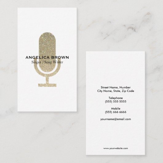 Glitter Microphone Visitekaartje (Voorkant / Achterkant)