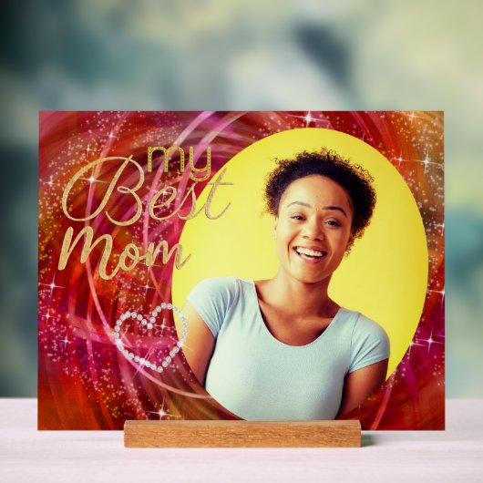 Glitter Mijn Beste Mam Foto Acryl Bord (Neutraal)