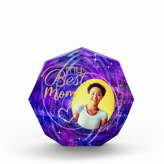 Glitter Mijn Beste Mam Foto Blauw Paarse (Voorkant)