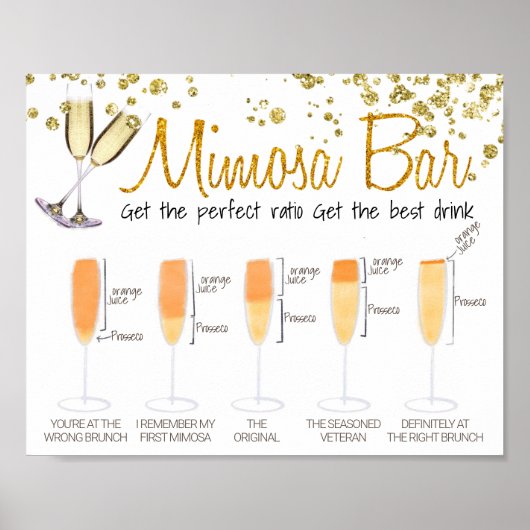 Glitter Mimosa Bar Bruidsontbijt bord Poster (Voorkant)