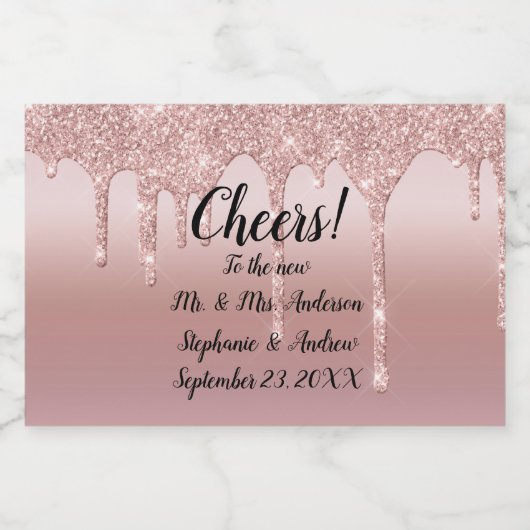 Glitter Mini, speciaal Roos Gold Driving Sparkling Wijnetiket (Enkel label)