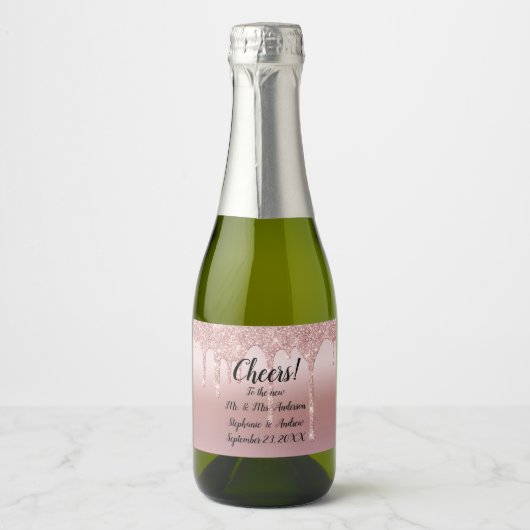 Glitter Mini, speciaal Roos Gold Driving Sparkling Wijnetiket (Voorkant)