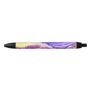Glitter Minimaal Naadloos Paars en Blauw Patroon Zwarte Inkt Pen