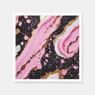Glitter Minimaal Naadloos Zwart Roze Patroon Servet