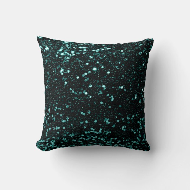 Glitter Minimale Mode Sequin Blauwgroen Cali Groen Kussen (Voorkant)