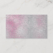 Glitter minimale parelroze roos faux zilveren vip visitekaartje (Achterkant)